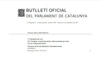 El Boletín Oficial del Parlamento catalán publica la ley del referéndum tras admitirse a trámite