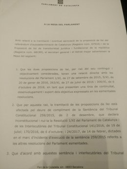 Petición de dictamen de Cs al CGE sobre la ley del referéndum 