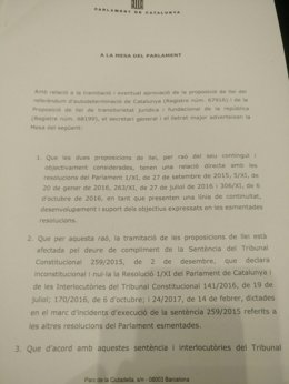 Petició de dictamen de Cs al CGE sobre la llei del referèndum 