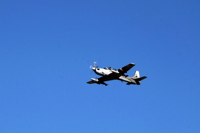 Un avión de combate A-29 de la Fuerza Aérea afgana