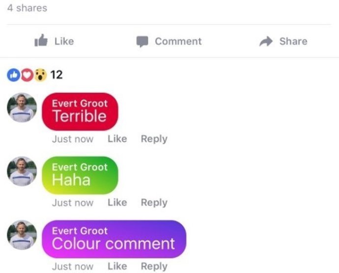 Comentarios con colores de Facebook