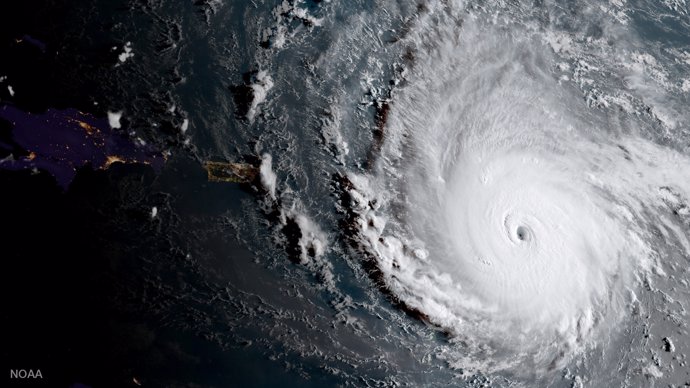 Hurricane Irma, a record Category 5 storm, is seen in this NOAA National Weather