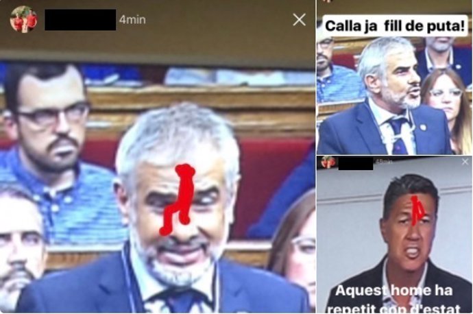 Foto a Instragram amençadora contra X. G. Albiol (PP) i C. Carrizosa (Cs)