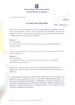 Esmena d'Cs a la llei de transitorietat jurídica