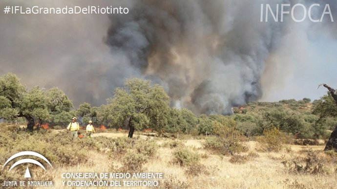 Incendio forestal en La Granada de Riotinto (Huelva)