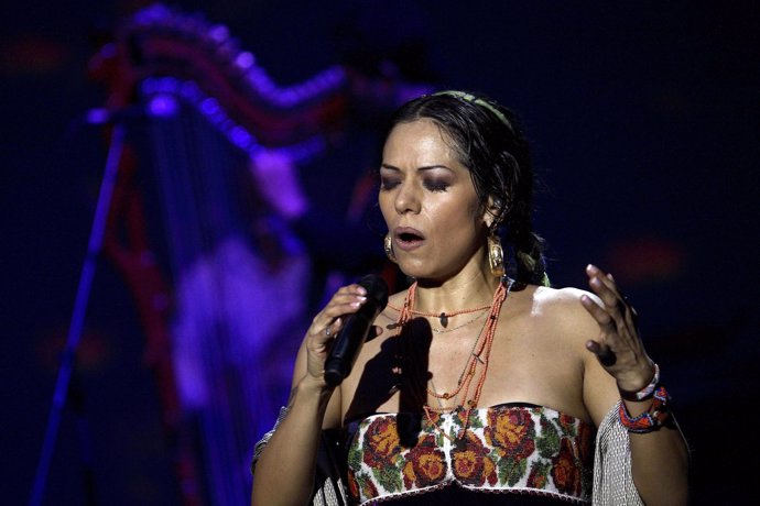Mexican singer Lila Downs performs songs from her latest album "La Cantina" duri