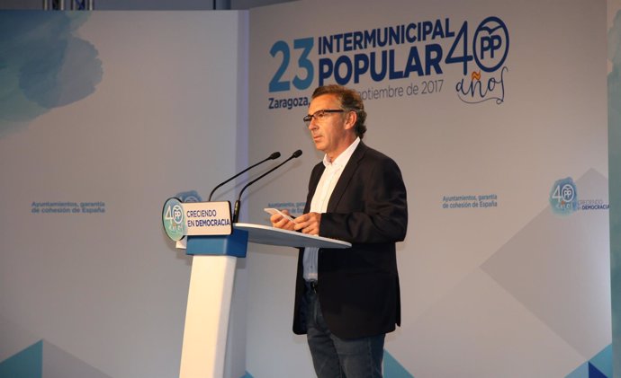 Beamonte en su intervención en la Intermunicipal del PP en Zaragoza