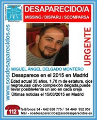 Sucesos.- Actualizan la alerta de un hombre de 35 años desaparecido en Madrid en 2015