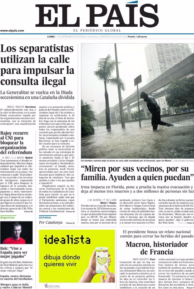 Portada de El País