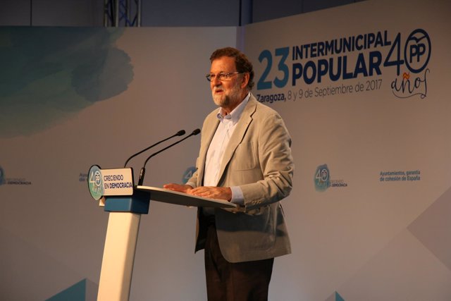 Rajoy en su intervención este sábado en la Intermunicipal del PP en Zaragoza