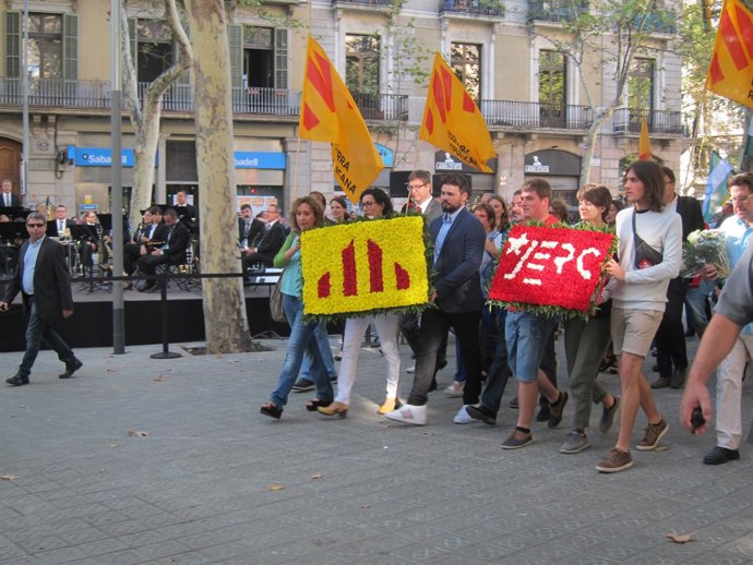 Ofrena d'ERC al monument de Rafael Casanova de Barcelona per la Diada