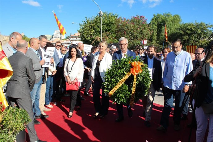 Ofrenda de Josep Fèlix Ballesteros por la Diada en Tarragona