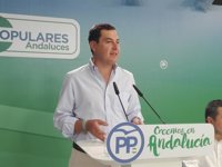 Moreno aplaude la "responsabilidad" del PSOE y de Cs ante el "órdago" a la democracia de una "minoría miope" en Cataluña