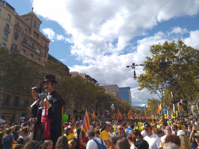 Ciudadanos en la manifestación de la Diada en Barcelona 