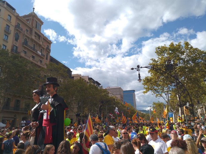 Ciutadans a la manifestació de la Diada a Barcelona 