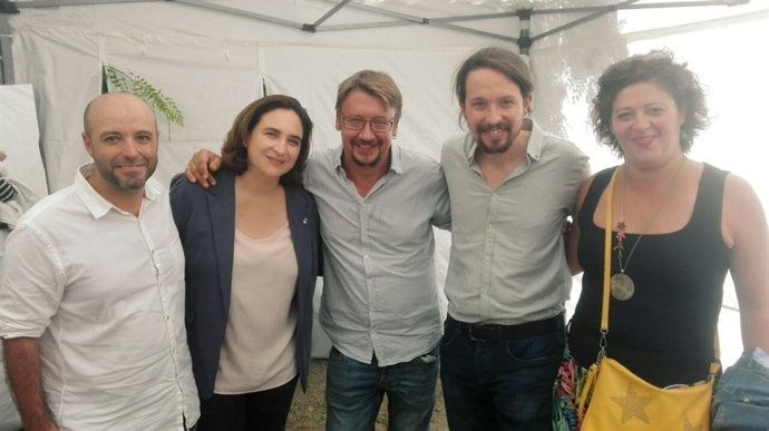 Luís Villares, Ada Colau, Xavier Domènech, Pablo Iglesias y Ana Seijas