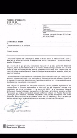 Circular interna de los Mossos