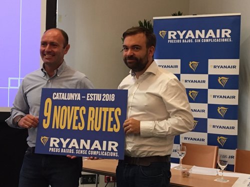 Kenny Jacobs y John Hurley de Ryanair en Barcelona este miércoles