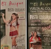 Denuncian publicidad de un club de alterne con jóvenes vestidas de colegialas
