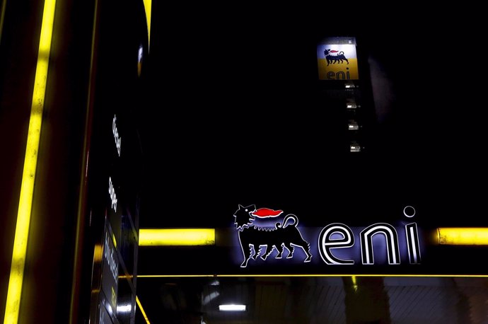 A logo of the ENI is seen at the petrol station in Rome, Italy, April 9 2016.   