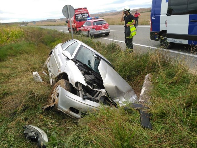Imagen del accidente en Larraga