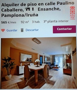 Captura de pantalla de estafa en alquiler de vivienda.