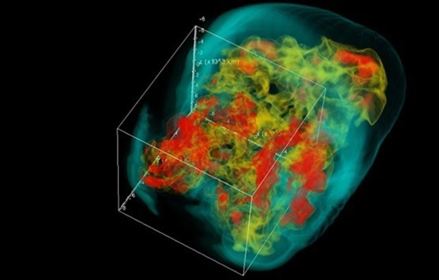 Simulación de la expansión de una supernova impulsada por neutrinos