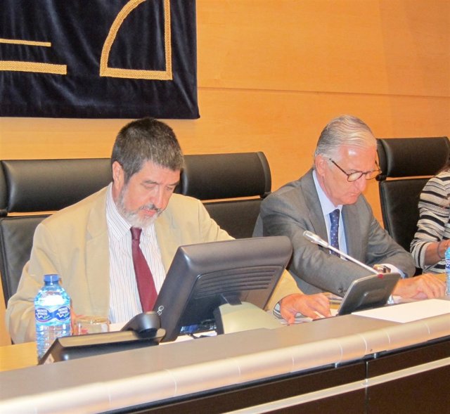 El presidente de la Comisión, Manuel Mitadiel, y el catedrático Alberto Alonso