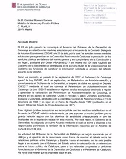 Carta del vicepte.O.Junqueras al ministro C.Montoro