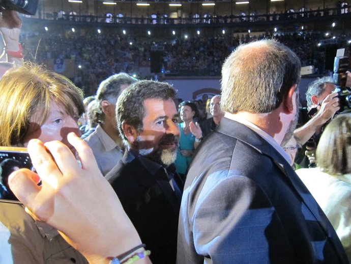J.Sànchez (ANC) i O.Junqueras en l'acte d'incio de la campanya de el 1-O