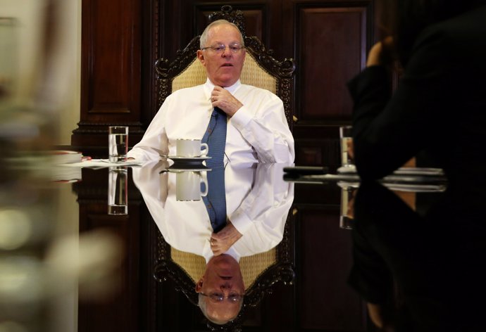 Peru's President Pedro Pablo Kuczynski speaks during an interview at the Reuters