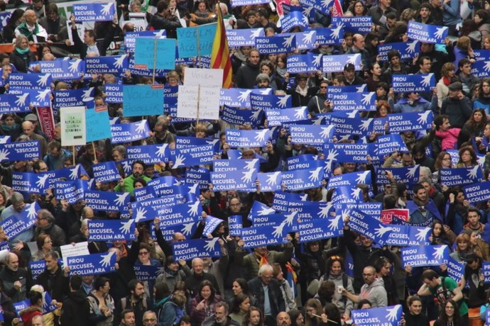 Manifestación  por la acogida de refugiados en Barcelona