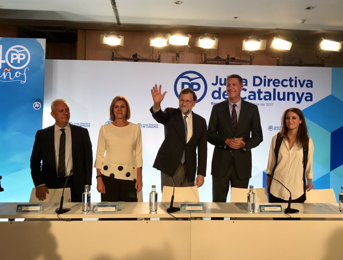 S.Rodríguez, M.D.De Cospedal, M.Rajoy, X.G.Albiol y A.Levy, PP