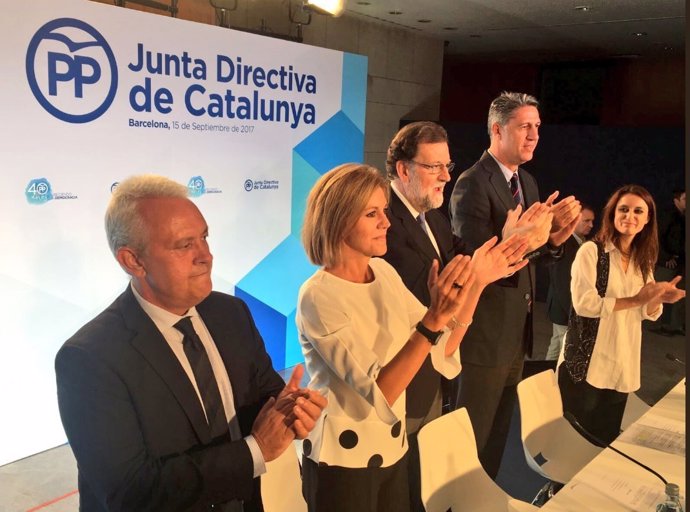 Mariano Rajoy, Cospedal, Albiol y Levy en la Junta Directiva del PP catalán