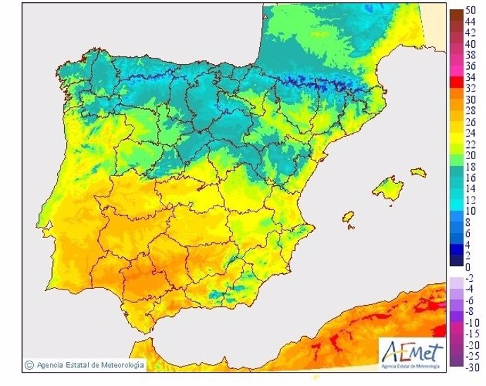 Gráfico explicativo sobre las temperaturas en España