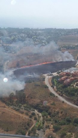 Incendio benahavís infoca haza del mojón forestal fuego humo 