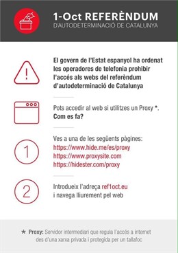 Instruccions per visitar la web del referèndum bloquejada