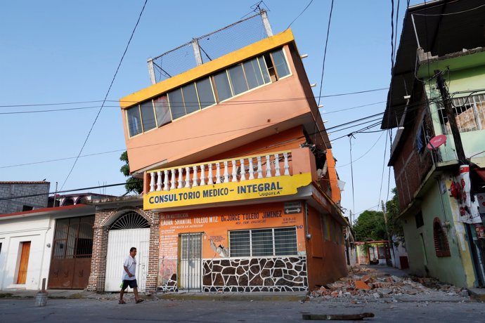 Edificio dañado en Juchitán, Oaxaca