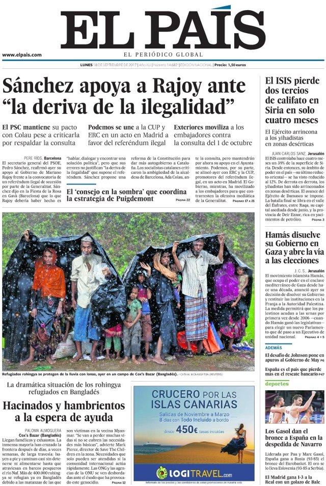 Portada de El País