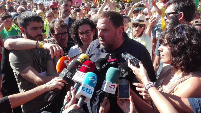 O.Junqueras en declaraciones durante la manifestación de la Diada