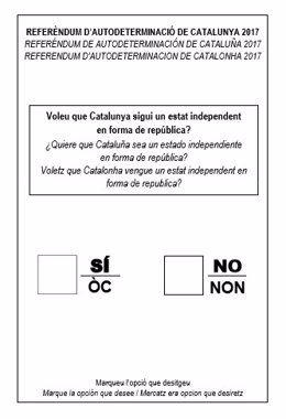 Modelo de papeleta para el referéndum del 1-O