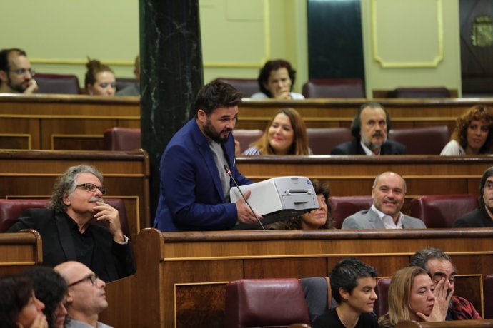 Gabriel Rufián en la sesión de control al Gobierno en el Congreso