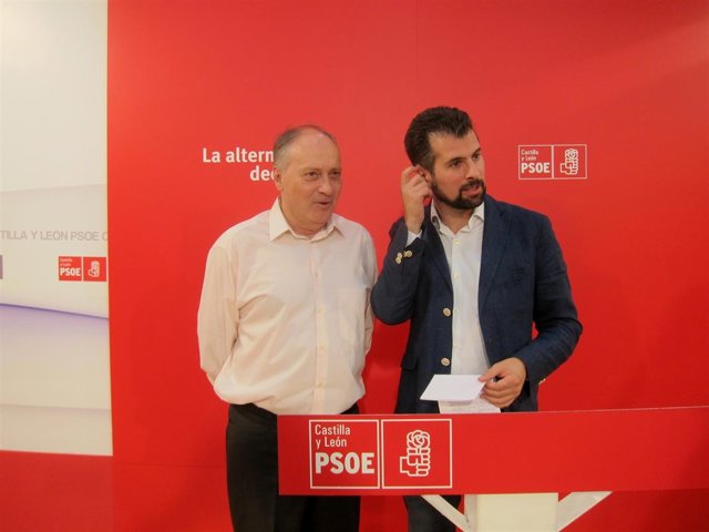 Faustino Temprano y Luis Tudanca, en la sede del PSCyL.                  