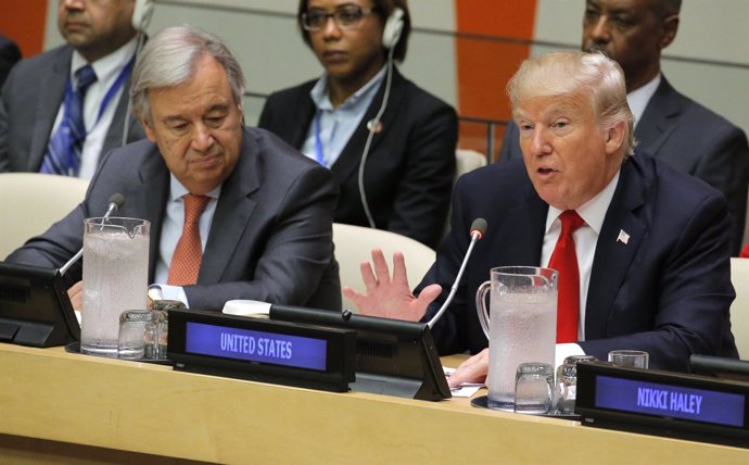 El presidente de Estados Unidos, Donald Trump y el secretario general de la ONU