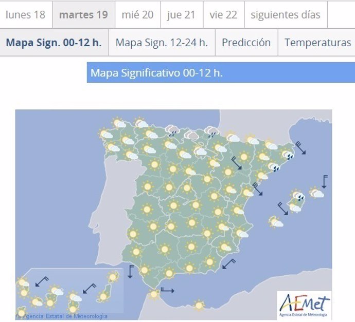 Mapa del tiempo en España