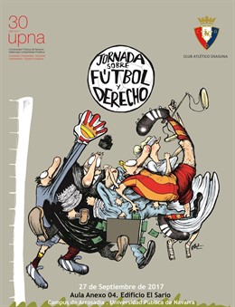 Cartel de la jornada sobre fútbol y derecho que celebrará la UPNA