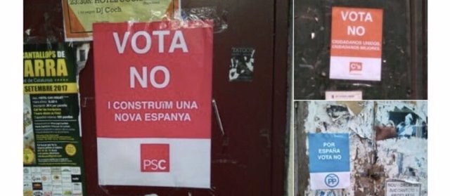 Carteles falsos del PSC pidiendo votar 'no' en el referéndum