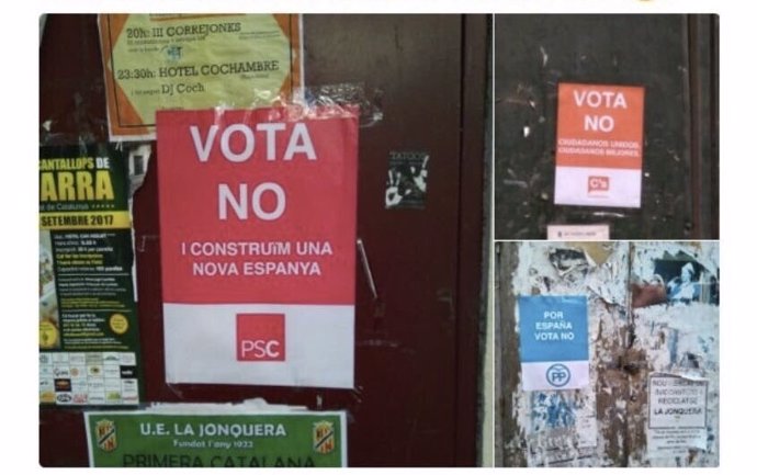 Cartells falsos del PSC demanant votar 'no' en el referèndum