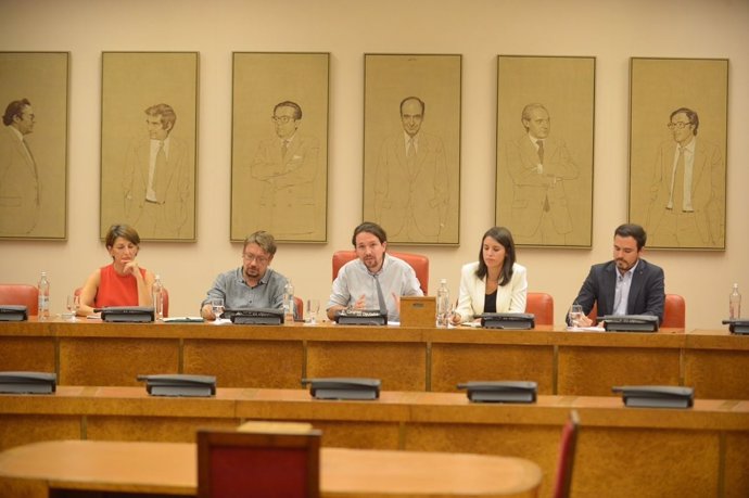 Rueda de prensa de Pablo Iglesias sobre Cataluña en el Congreso
