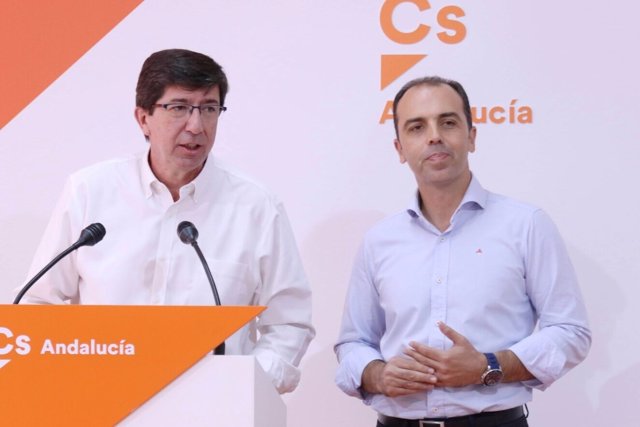 El líder de Cs en Andalucía, Juan Marín, y el portavoz en Sevilla, Javier Millán